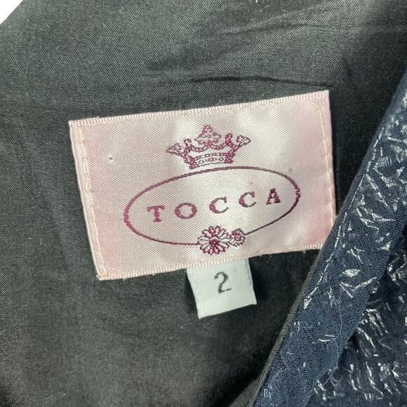 Vintage Tocca Silk Wool Shimmer Cocktail Dress Side Ruched Old Hollywood Sz 2 - Picture 12 of 13